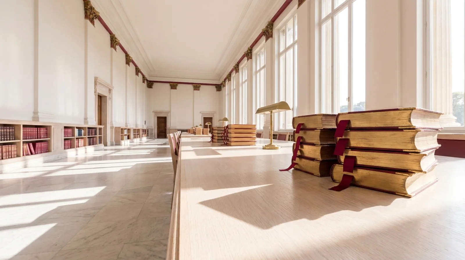 A regulatory reading desk is shown, fitting the theme of higher education analysis.
